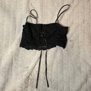 Black bow tie crop top or bralette